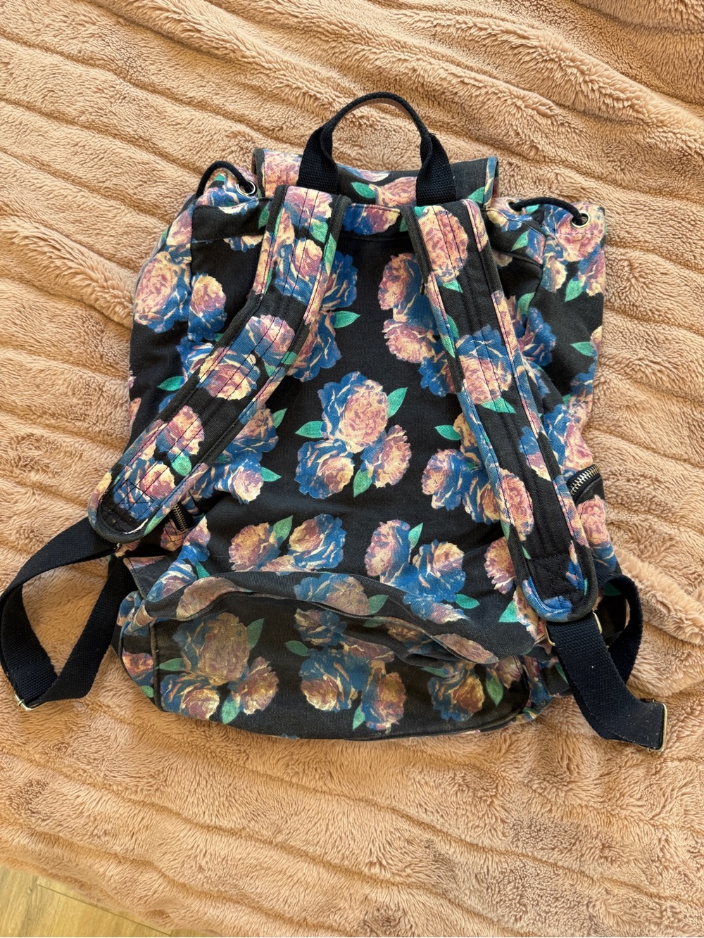 VS PINK Floral Canvas Backpack Navy - Picture 2 of 5